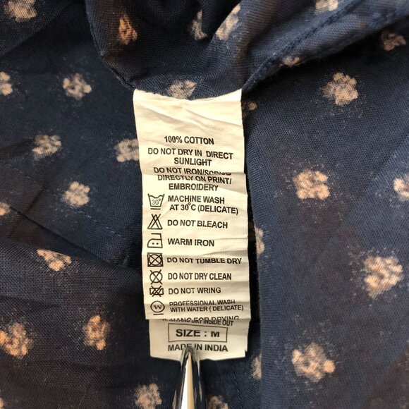 United Colors of Benneton Mens Button Down Shirt Floral Print Slim Cotton Blue M - Picture 6 of 6